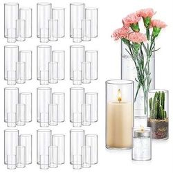48 Pack Glass Cylinder Vases 4,6,8,10 Inch Tall Clear Flower Vase Hurricane Floating Candle Holder for Table Centerpiece Wedding Home Decor