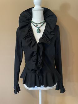 Ralph Lauren Black Ruffle Women's Top Blouse 8 New without tags 