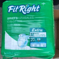 2 Packs Fit Right Adult Disposable Briefs