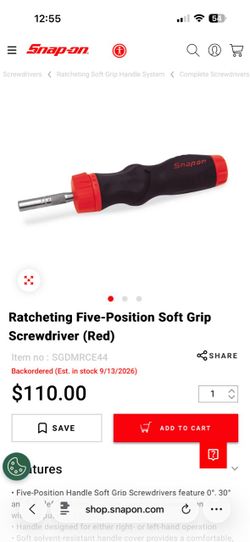 Snap on ratcheting screwdriver