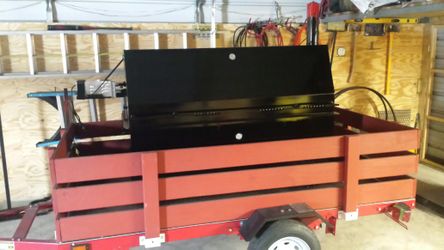 5×30 custom smoker with Rotisserie already on trailer beautiful brand new