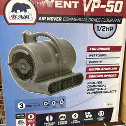 BRAND NEW IN BOX B-Air 1/2 HP Air Mover for Janitorial Water Damage Restoration Stackable Carpet Dryer Floor Blower Fan in Grey