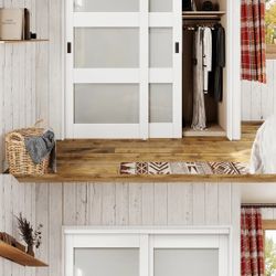 White Frost Closet Sliding Doors 72×80