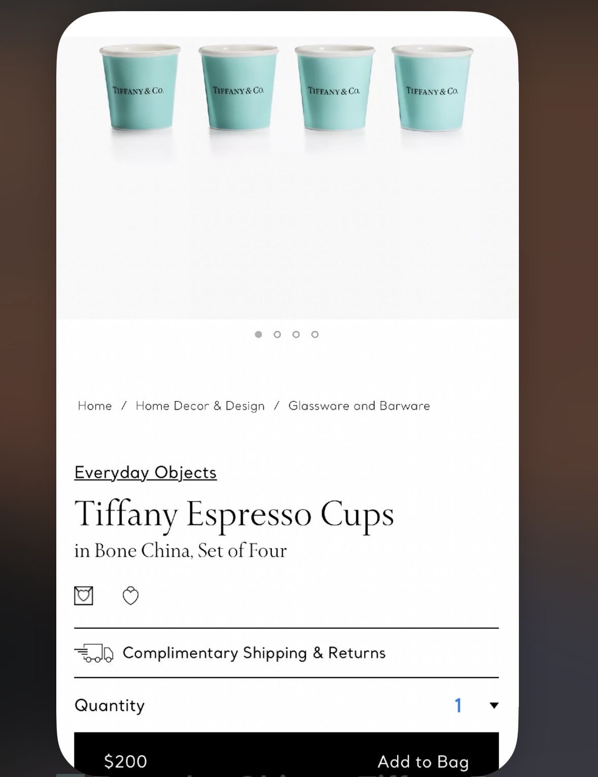 Everyday Objects Tiffany Espresso Cups in Bone China, Set of Four