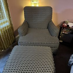  Geometric Patterned Accent Chair with Matching Ottoman