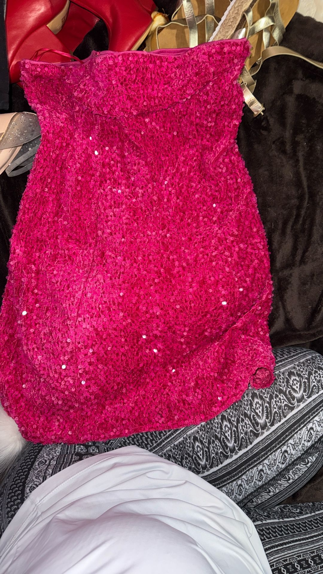 Pink Sparkly Strapless Dress