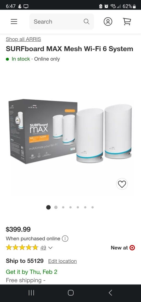 Arris SURFboard MAX Mesh Wi-Fi 6 System