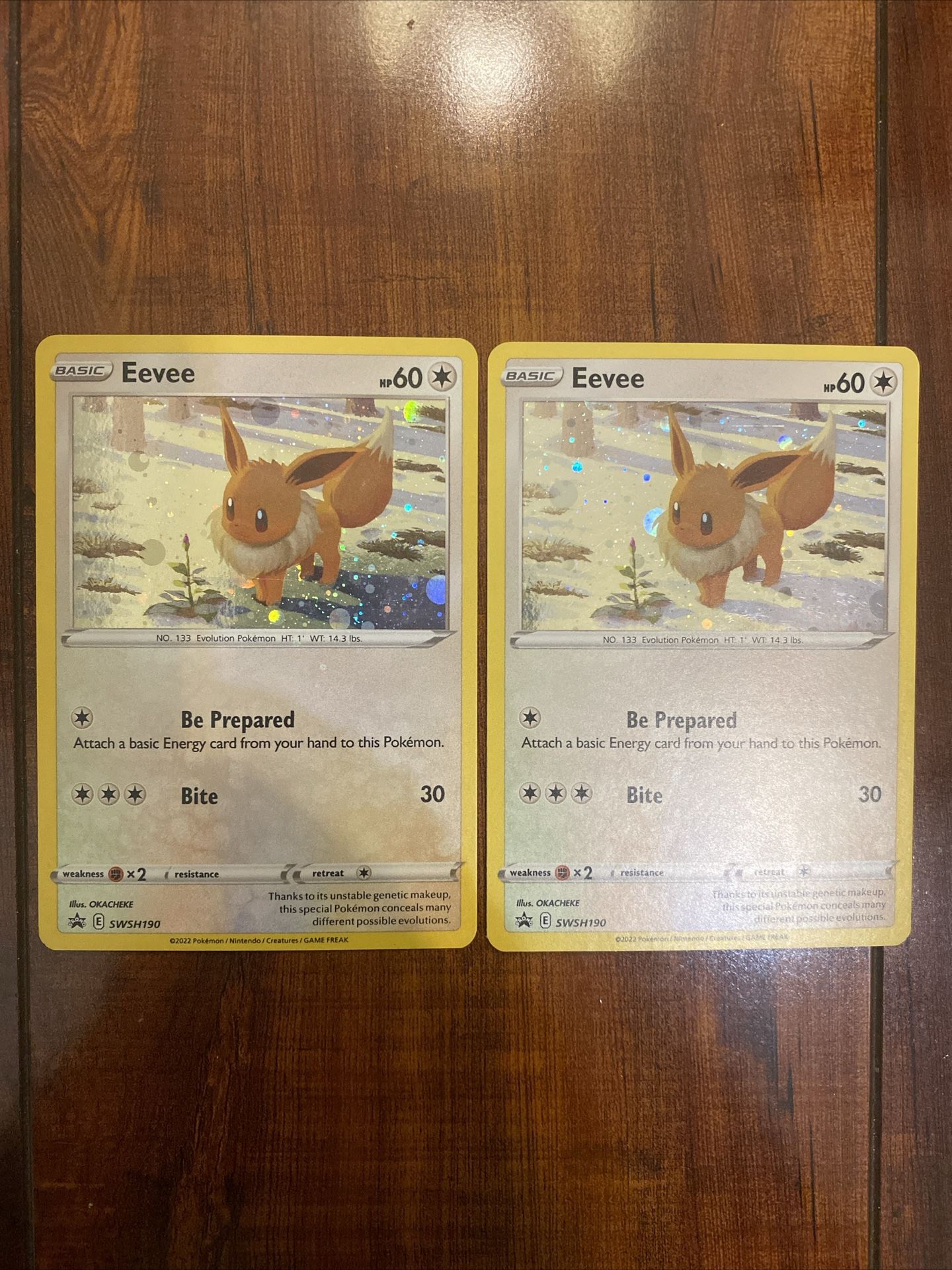 Pokemon Eevee SWSH190 Brilliant Stars Black Star Promo Cosmos Holo Lot of 2 LP