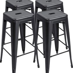 30 Inch Metal Bar Stools High Backless Indoor-Outdoor Stackable Set of 4 (Black) brand new in box $99  Warehouse Clearance Sale   🔥First Come, First 