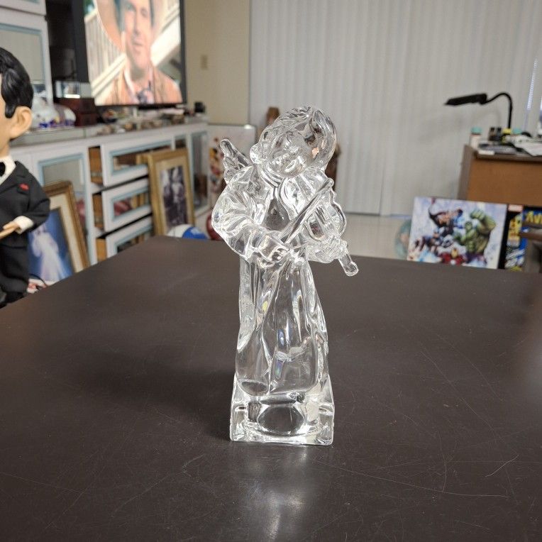 Gorgeous Mikasa Crystal Germany "Herald Collection " Angel With Violin Weighs 2.5 LBS 8" Tall