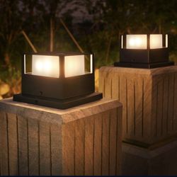 SOLPEX Solar Post Lights, 2 Pack Solar Fence Post Lights Powered Fit 3.5X3.5,4X4,5X5,6X6 Wooden Garden Post, Outdoor Post Cap Lights with Warm White L