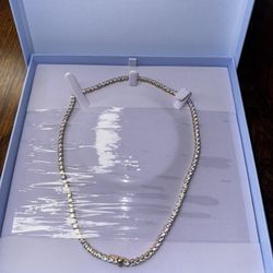SWAROVSKI Matrix Tennis necklace Round cut, White, Gold-tone plated