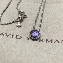 💯Auth DAVID YURMAN Petite Chatelaine Necklace With Purple Orchid