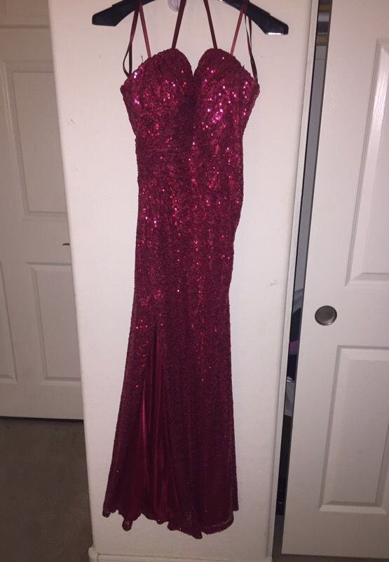 Sequence red prom dress