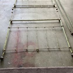 Antique Double Metal Bed Frame In Lt Green