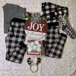 Bae & Me Jolly Jammies Buffalo Check Jogger Set