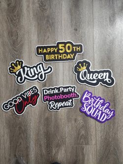 50th Birthday Photobooth Props - High Quality 5mm PVC 