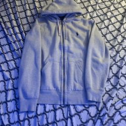 Classic solid full front zip polo fleece hoodie