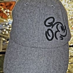 Disney Parks Mickey Mouse Cap Hat Adult Adjustable Gray Wool Polyester Rayon