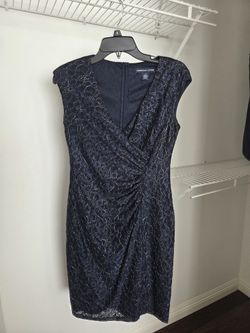 Navy / Silver with lace overlay Size 6