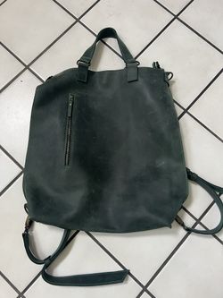 Leather Green Convertible Backpack Purse