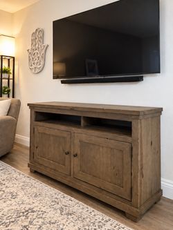 Rustic Wood TV Stand with Cabinet Storage