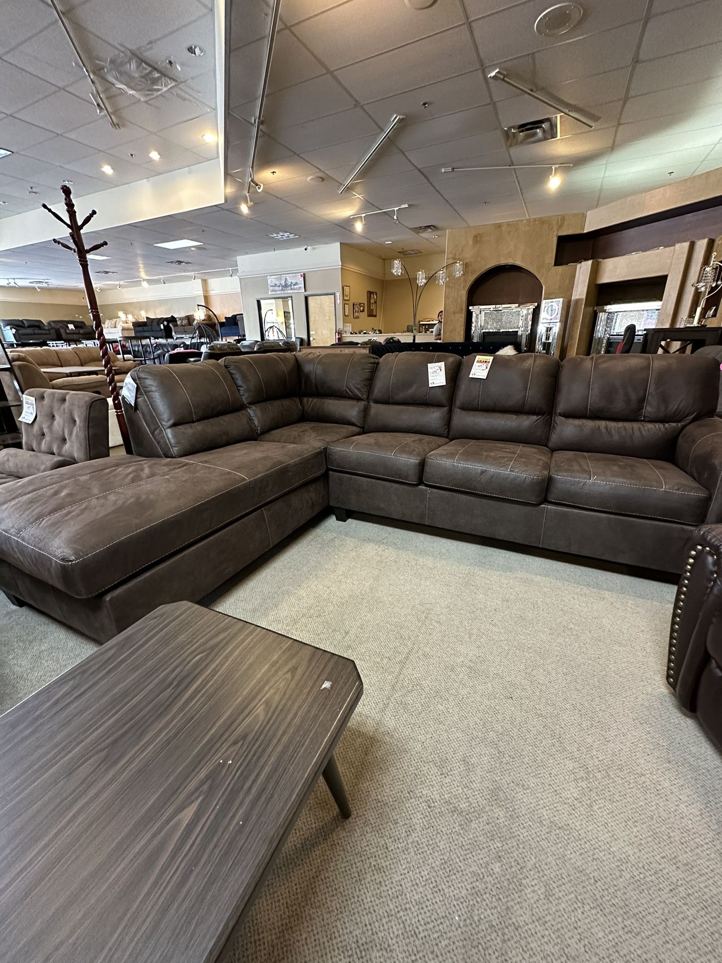 Brown Left Hand Facing Sectional Sleeper