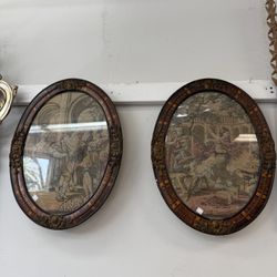 $150/ea Ornately framed tapestry pieces