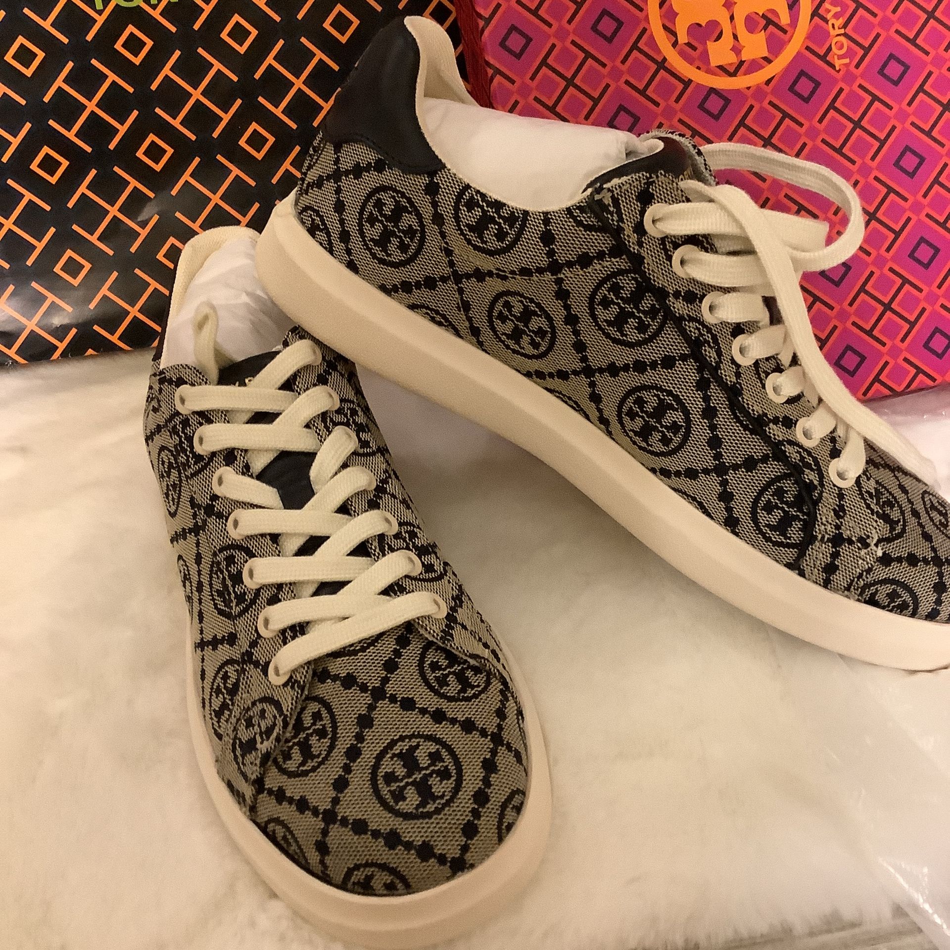 Tory Burch. Miller Logo Canvas Navy Blue 
