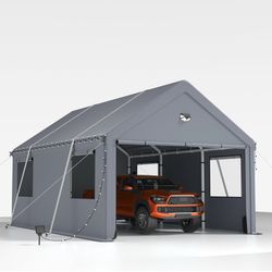 10x16FT Heavy Duty Carport Canopy,Extra Large Portable Car Tent Garage with Roll-up Windows and All-Season Tarp Cover,Removable Roof&Side Wall for Car