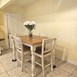 Solid Wood Bar Table With Chairs W Extention 
