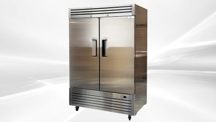 NSF Reach In Two Door Refrigerator Stainless Steel Interior 54 Inches Length