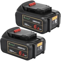 waitley Paquete de 2 baterías de repuesto de 20 V 6.0 A compatibles con herramientas eléctricas inalámbricas Dewalt DCB200 DCD DCF DCG Series (no fabr