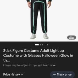 stick figure led adult light up costume /green with glasses