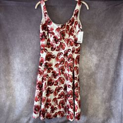 AGB Red Poppy Floral Fit & Flare Dress NWT Size 6 