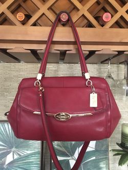 COACH 100% AUTHENTIC MADISON MADELEINE SAFFIANO RED LEATHER EAST WEST  SATCHEL BAG PURSE for Sale in Pompano Beach, FL - OfferUp