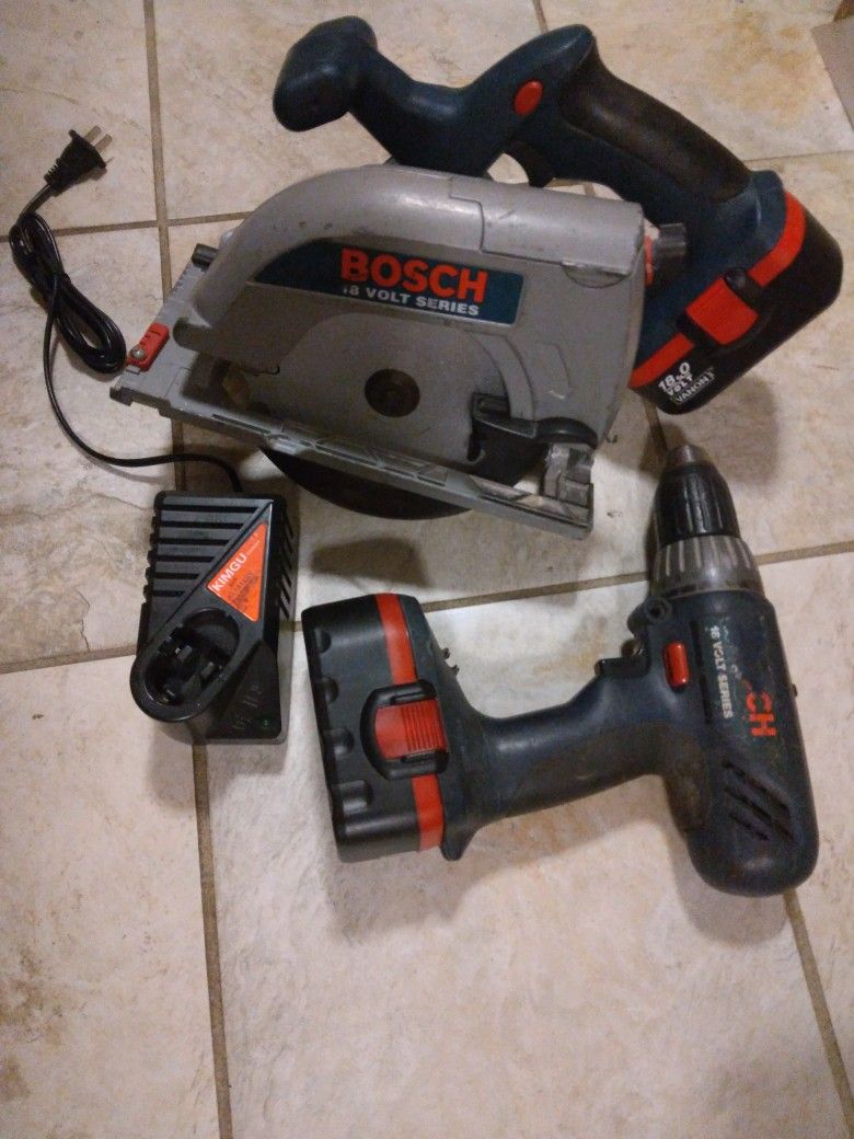 Bosch 18 Volt 6 And 1/2 Inch Circular Saw Hammer Drill Two Brand New Batteries And A Charger