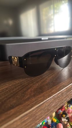 Versace Shield Sunglasses Black Gold