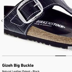 Brand New Birkenstock Black Leather Big Buckle Size 37 Fits 7-7.5 
