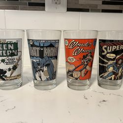 Set Of 4 DC Comic Glasses 