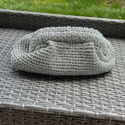 Summer Silver Crochet Metallic Clutch Bag