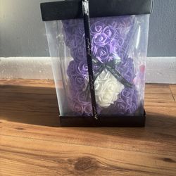 9” Purple Rose Teddy Bear with Lights