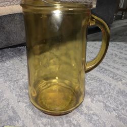 Vintage Amber Glass Pitcher