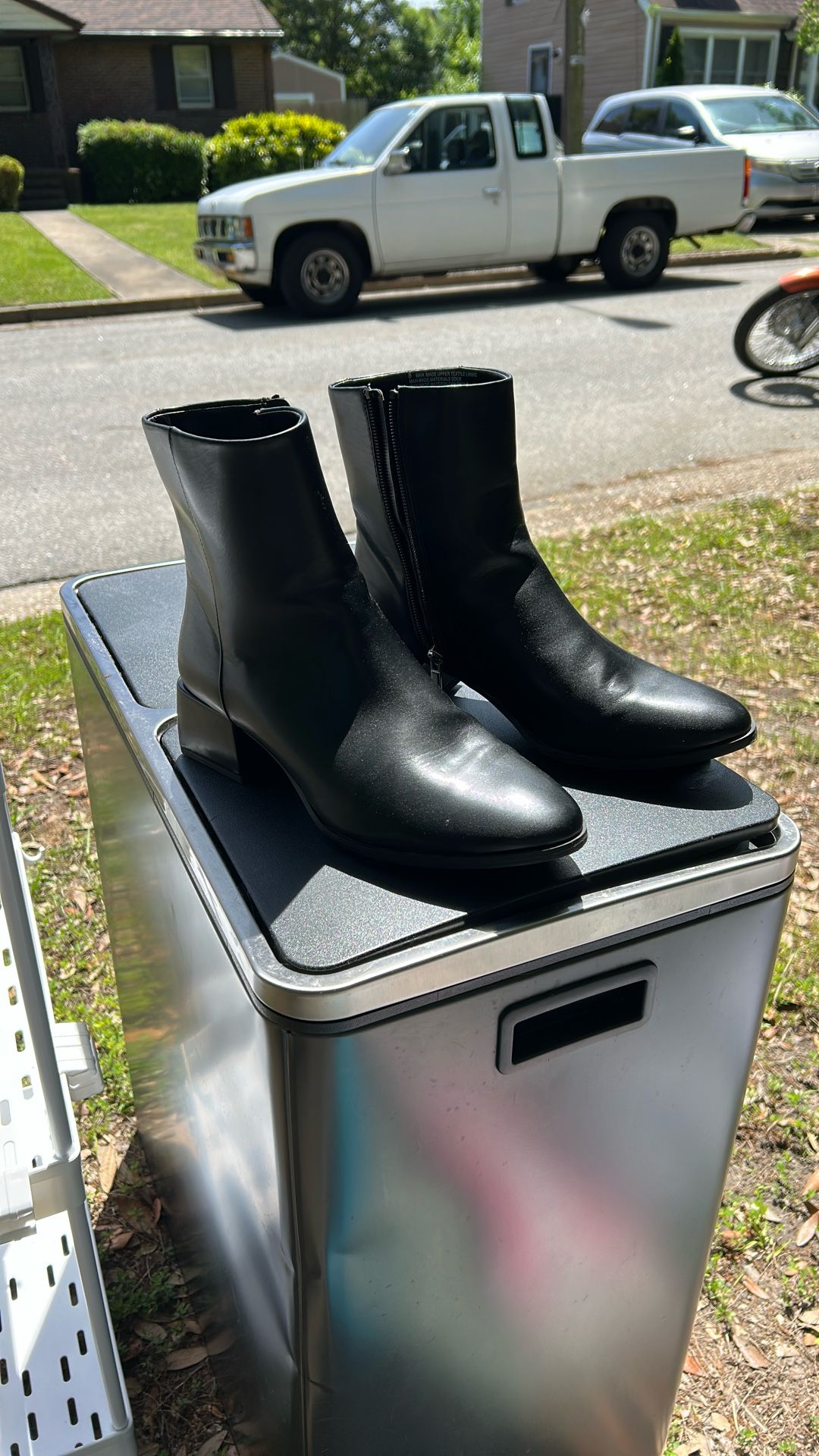 Faux Leather Black Boots