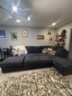 Huge Deep Navy Blue Sectional Couch w/ Lounger Setup – 10' x 7' – Ultra Comfy
