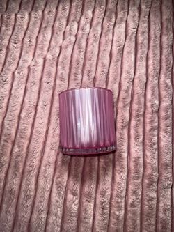 Pink Ribbed Glass Votive Candle Holder