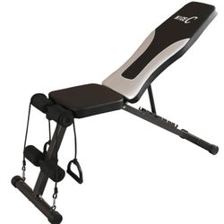Nice C Weight Bench Adjustable, Press Bench with Resistant Band, Foldable, Full Body All-in-One, Multi-Purpose Incline/Decline for Exercise home/offic