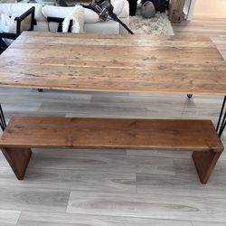 Reclaimed Wood Dining Table And 2 Benches