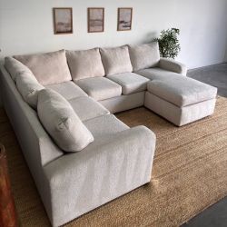 Cream U-Shaped Sectional with Reversible Chaise, Delivery Included