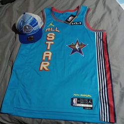 Authentic NBA WARRIORS ALL STAR JERSEY  & SNAP BACK HAT